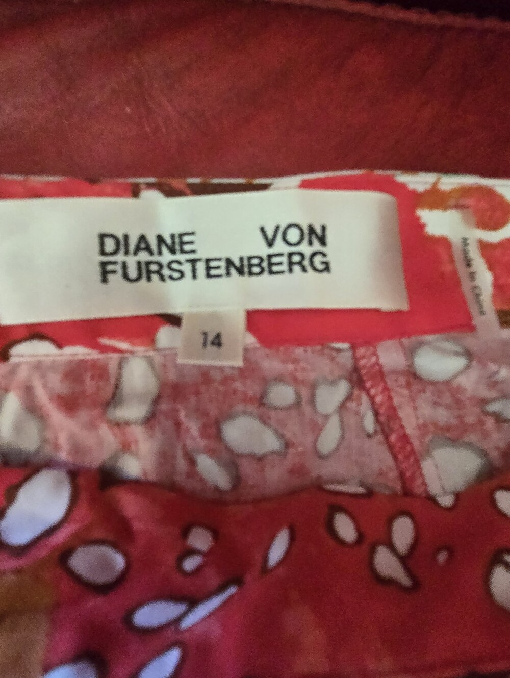 Diane Von Furstenberg Coral Pink and Red Abstract Print Skirt